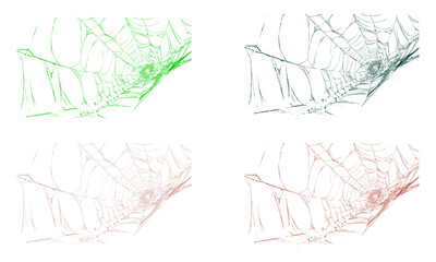 Colorful stylized spider web illustrations for halloween concepts