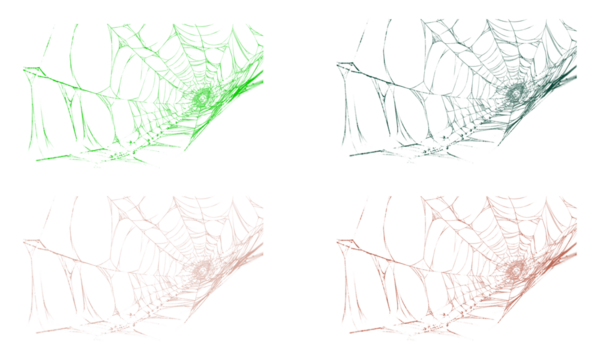 Colorful stylized spider web illustrations for halloween concepts