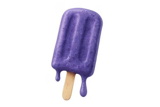 Purple melting popsicle on wooden stick