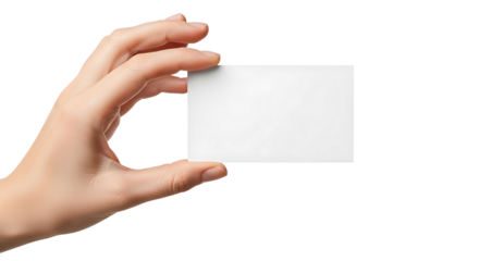 Hand holding a blank white business card