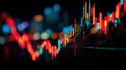 Stock exchange market chart, Stock market data on LED display. Business analysis concept.