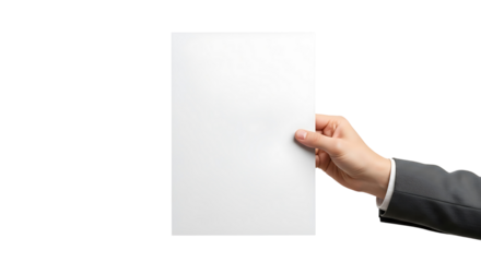 Hand holding blank paper