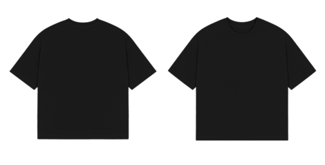 Black Oversized T-shirt Mockup Front and Back View on Neutral White Background