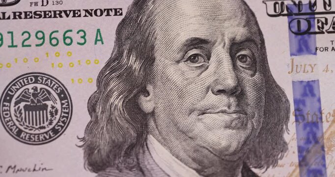 American one Hundred dollar cash Banknotes, authentic American money close-up with bill details