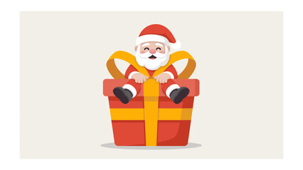Santa Claus in Festive Gift: Jolly Santa Claus nestled within a large, beautifully wrapped gift box, embodying the spirit of Christmas joy and the excitement of the holiday season.