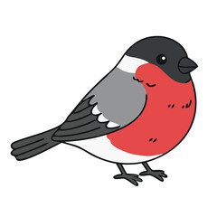 Fototapeta premium Cute Bullfinch bird with red chest, a beautiful winter element. Perfect illustration for Christmas designs, holiday stickers, and seasonal decorations.