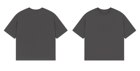Dark Grey Oversized T-shirt Mockup Front and Back View on Neutral White Background