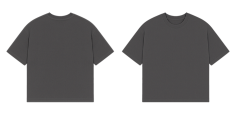 Dark Grey Oversized T-shirt Mockup Front and Back View on Neutral White Background