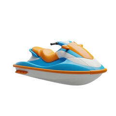 3D Personal Watercraft Jet Ski Icon Isolated on Transparent Background &ndash; Summer Water Sport PNG