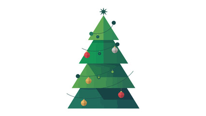 Festive Christmas Tree : A modern, festive illustration of a Christmas tree adorned with ornaments and lights, ready to celebrate the joyous season.