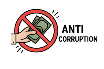 Anti-corruption concept with a hand offering money.