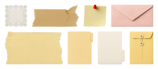 PNG Assorted stationery items collection, element set on transparent background