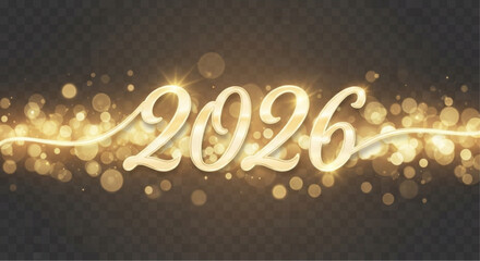 The shimmering gold design beautifully announces the arrival of the year 2026, evoking feelings of anticipation and the promise of a fresh start with elegant. vector illustration