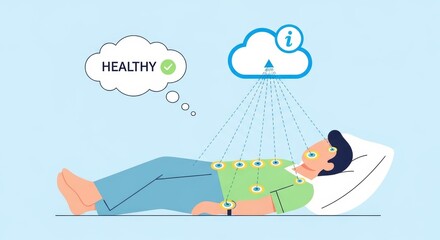 Remote Health Monitoring Illustration of a Person Being Monitored by IoT Devices