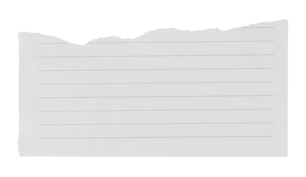 Torn sheet of notepad paper, isolated on transparent background. Office blank paper concept