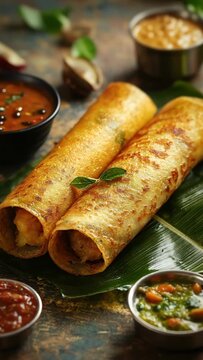 masala dosa, crispy south indian rice crepe with spiced potato filling video orbit