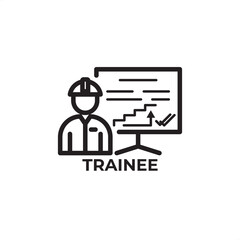 Trainee or Apprentice icon symbolizing industrial skill development and mentored learning, representing specialized personnel, modern workforce training, and critical knowledge transfer staff.