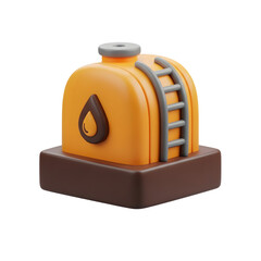 3D Oil Storage Tank Icon Isolated on Transparent Background &ndash; Fuel Energy Industry PNG