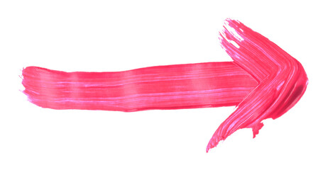 Hand-drawn red arrow made with acrylic paint, isolated on transparent background. Artistic element for infographic, UI design, presentation, and creative projects