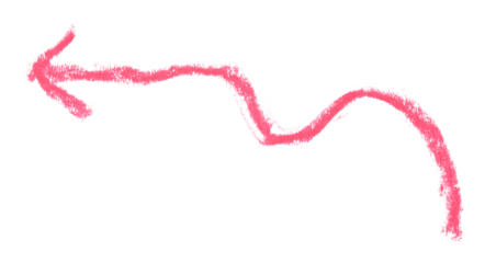 Hand-drawn red arrow isolated on transparent background, drawn by soft pastel. Simple sketch element for infographic, UI design, presentation, and creative graphic projects