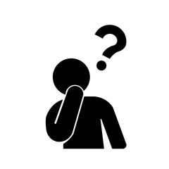 疑問や迷いをイメージしたシンプルな人物ピクトグラム(黒)