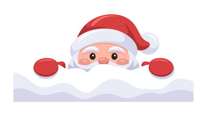 Cheerful Christmas Santa: A jolly Santa Claus peeks over the edge with a cheerful face, inviting you to embrace the holiday spirit.