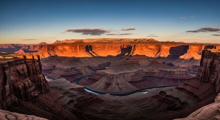 Breathtaking panoramic view of the majestic Grand Canyon during golden hour providing stunning