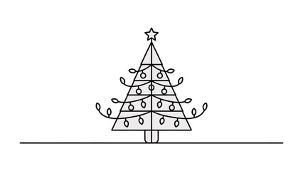 Festive Tree Decoration: A simple yet elegant Christmas tree, adorned with delicate string lights and topped with a sparkling star, stands ready to brighten the festive season.