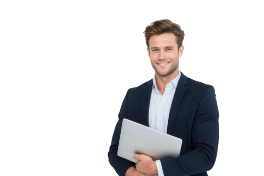 handsome businessman with laptop isolated on white cyberspace, notebook, people, computer, business, businessman, laptop