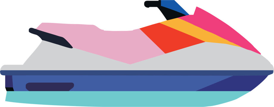 Ride the Wave: Vibrant jet ski design for summer fun and adventure! Perfect for travel brochures, water sports promotions, and vacation vibes.