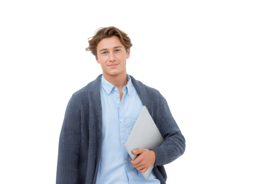 handsome businessman with laptop isolated on white businessman, business, cyberspace, laptop, notebook, people, computer