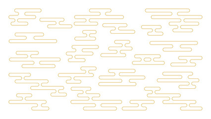 エ霞輪郭線の和柄背景(金)