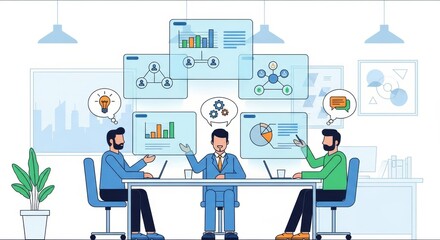 Business Analysis Presentation Team Meeting with Data Visualization and Collaboration