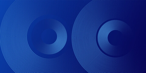 Modern blue glowing geometric lines on dark blue background. Modern shiny blue circle lines pattern. Futuristic technology concept simple art design abstract
