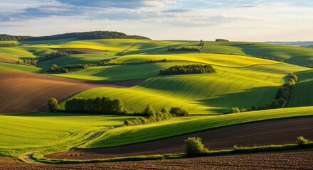 Obraz premium Rolling Hills of South Moravia at Sunset Revealing Breathtaking Landscape and Serene Beauty