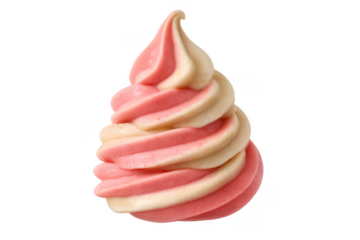 Swirling strawberry vanilla soft serve ice cream dessert