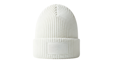 White knitted beanie hat