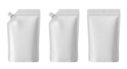 Three white pouch packaging options