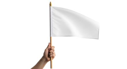 Hand holding a white flag