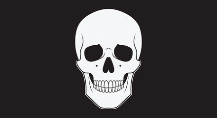 Striking minimalist white skull graphic on a bold black background perfect for edgy designs warnings or thematic projects, Generative AI