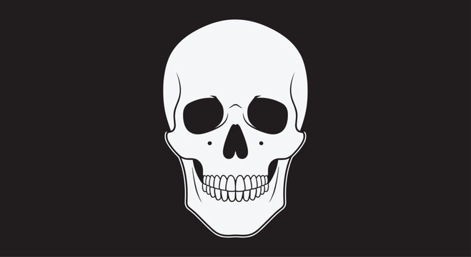 Striking minimalist white skull graphic on a bold black background perfect for edgy designs warnings or thematic projects, Generative AI - Powered by Adobe