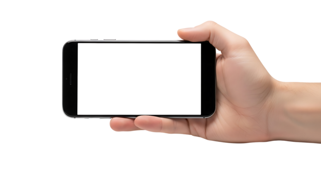 Hand holding smartphone horizontally