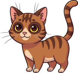 Cute Cartoon Tabby Kitten Cat Character Vector Illustration