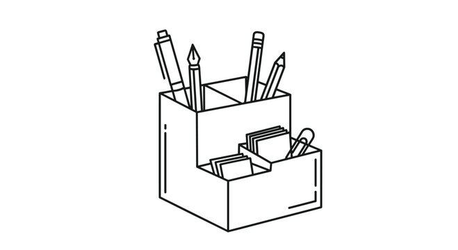 Stylish desk organizer brimming with pens pencils paper notes and paperclips promoting office productivity and neatness, Generative AI