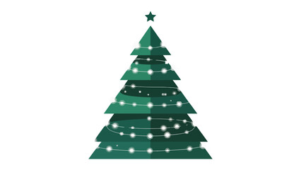 Festive Christmas Tree: A vibrant cartoon Christmas tree adorned with twinkling fairy lights and a star on top. Perfect for the holiday season.