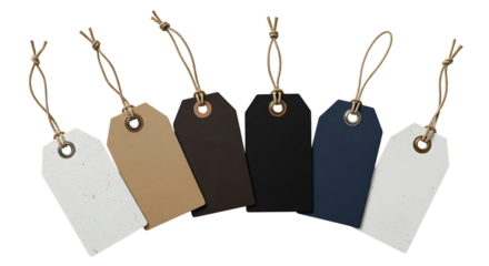 Collection of six blank gift tags