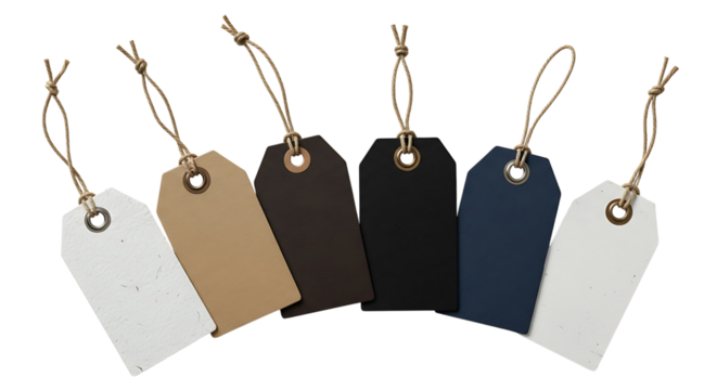 Collection of six blank gift tags