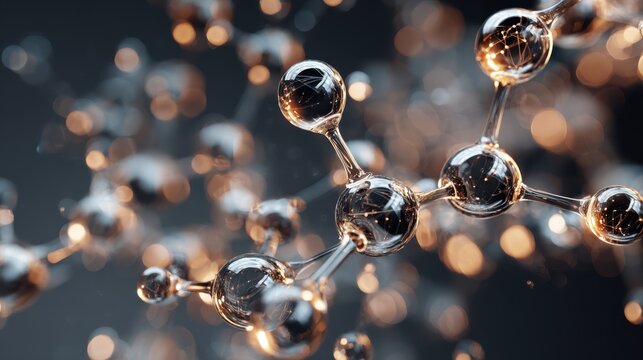 Molecules, 3D model. Atoms, chemical bonds, biomolecules molecular nano structure. Innovation in science, DNA, medicine, education. Chemistry science research, biology, pharmaceuticals biotechnology