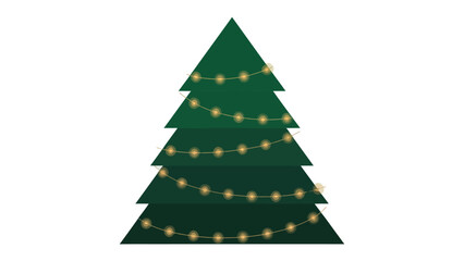 Obraz premium Festive Green Christmas Tree: A minimalist, vibrant green Christmas tree, adorned with twinkling fairy lights. evokes the joy of the holiday season and the spirit of gift-giving and traditions.