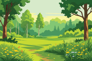 Obraz premium Lush forest landscape with a winding path